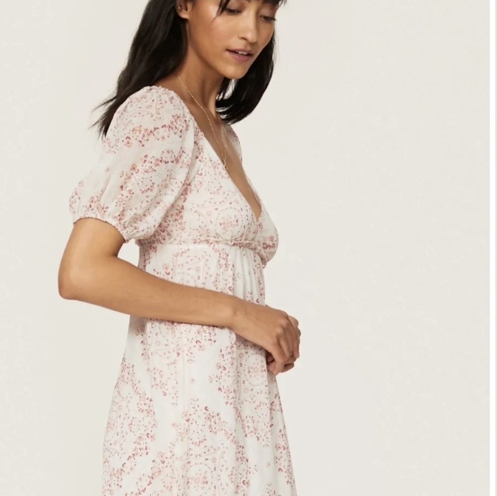 Slate & Willow for Revolve Pink Blush. Cottage Floral Print Midi Dress Slate Lg - Picture 12 of 13